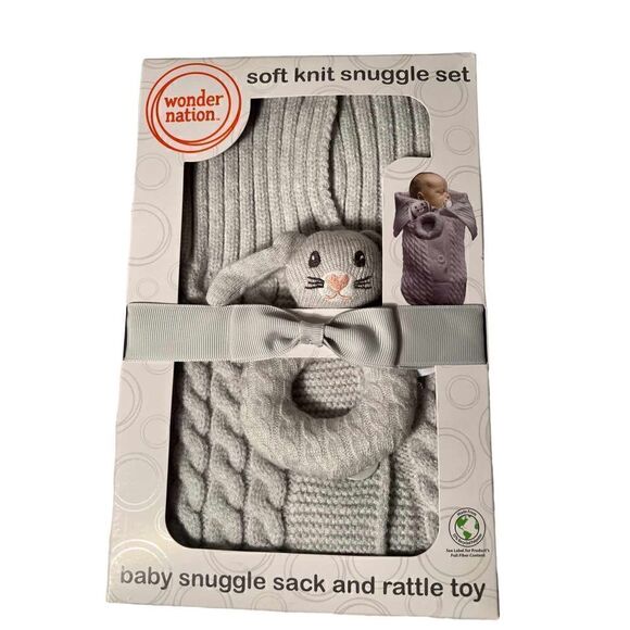 NWT Wonder Nation Two Piece Baby Rattle and Swaddle Set - Picture 3 of 7